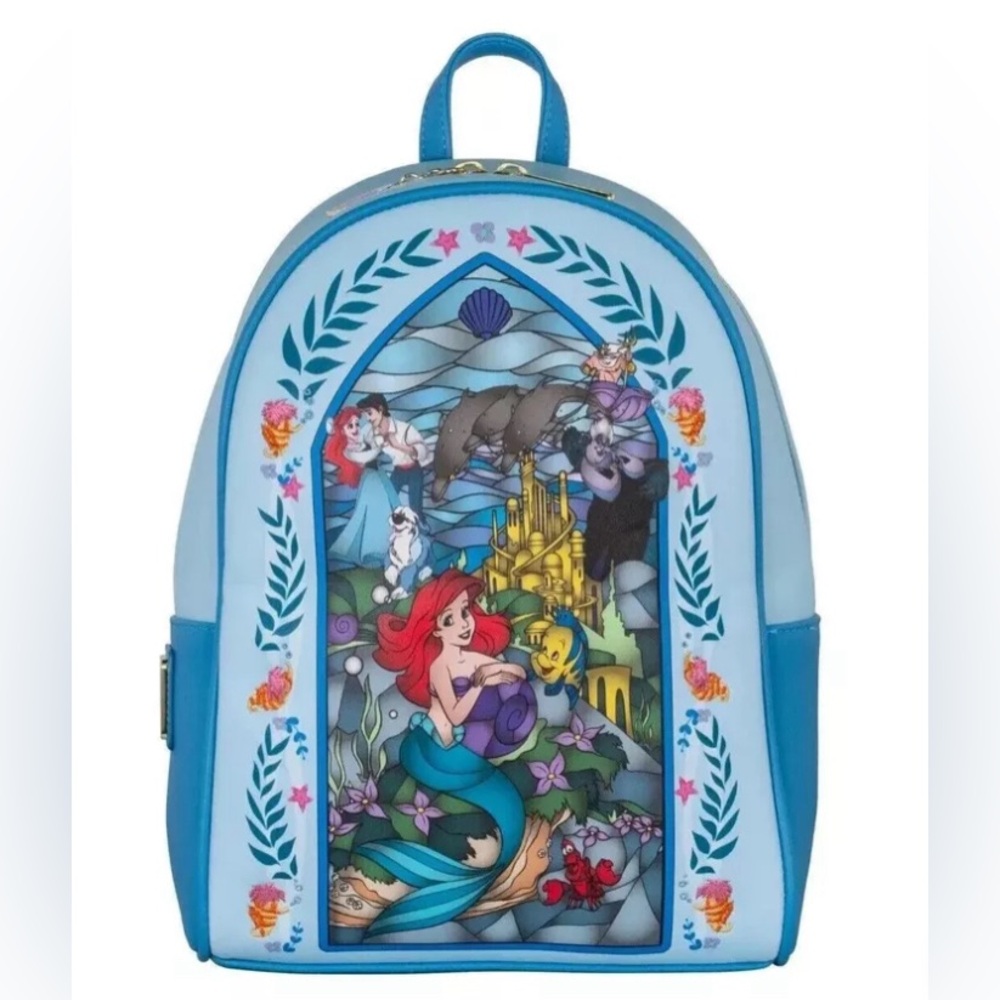NWT Loungefly Disney The Little Mermaid Stainglass Backpack